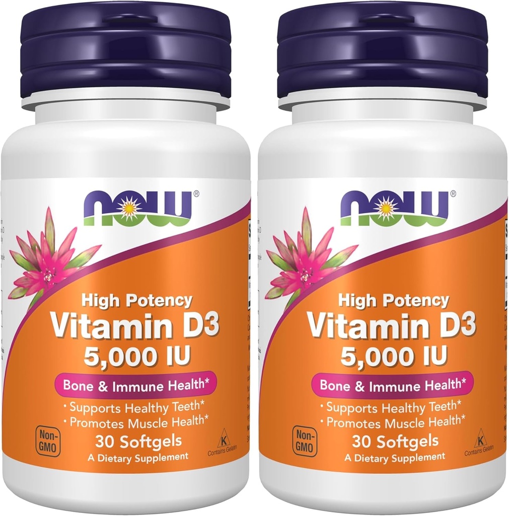 Now Vitamin D-3 5000 IU - 30 Softgels (Pack of 2)