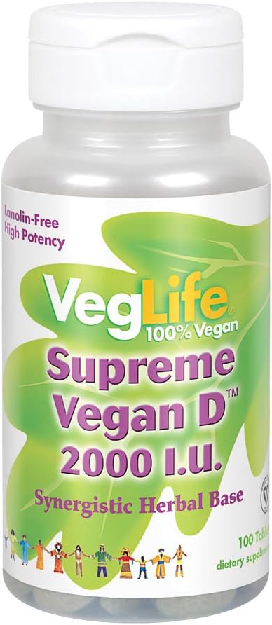VegLife Supreme Vegan D Vegan Tablet, 2000 iu, 100 Count