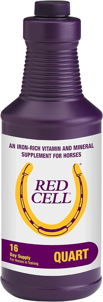 Cheval santé globule rouge, supplément de vitamine liquide-iron-minéral pour les chevaux, aide à combler les écarts nutritionnels importants dans l'alimentation des chevaux, 1 Qt., 32 Oz., 16 jours d'approvisionnement