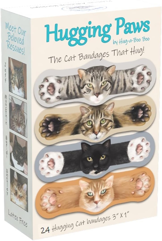 Pâques hugging – Bandeaux sur le thème du chat de Hug-a-BooBoo, l'étonnante Bandeaux sur le thème du chat! Magnifiques pansements de chats avec des peintures de chats de sauvetage réels! Grand cadeau pour les chats! 24 Count Box