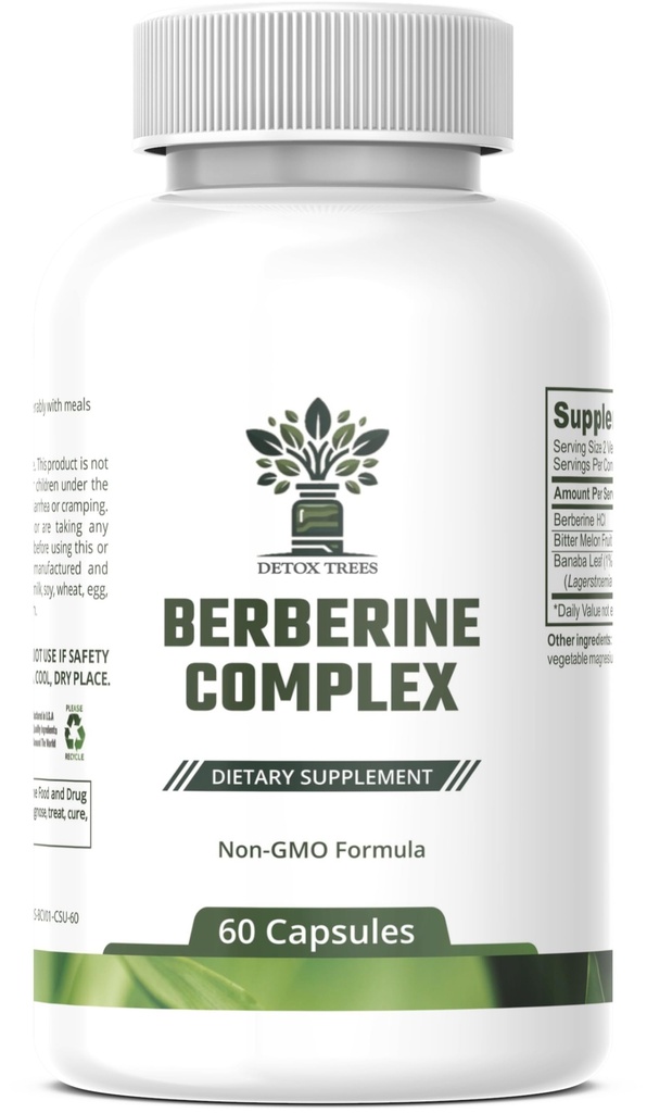 Berberine Supplement with Bitter Melon Extract and Banaba Leaf Extract - 1000mg Berberine HCL for Immune System - Weight Management - Non-GMO - Gluten-Free Berberine Complex, 60 Capsules.