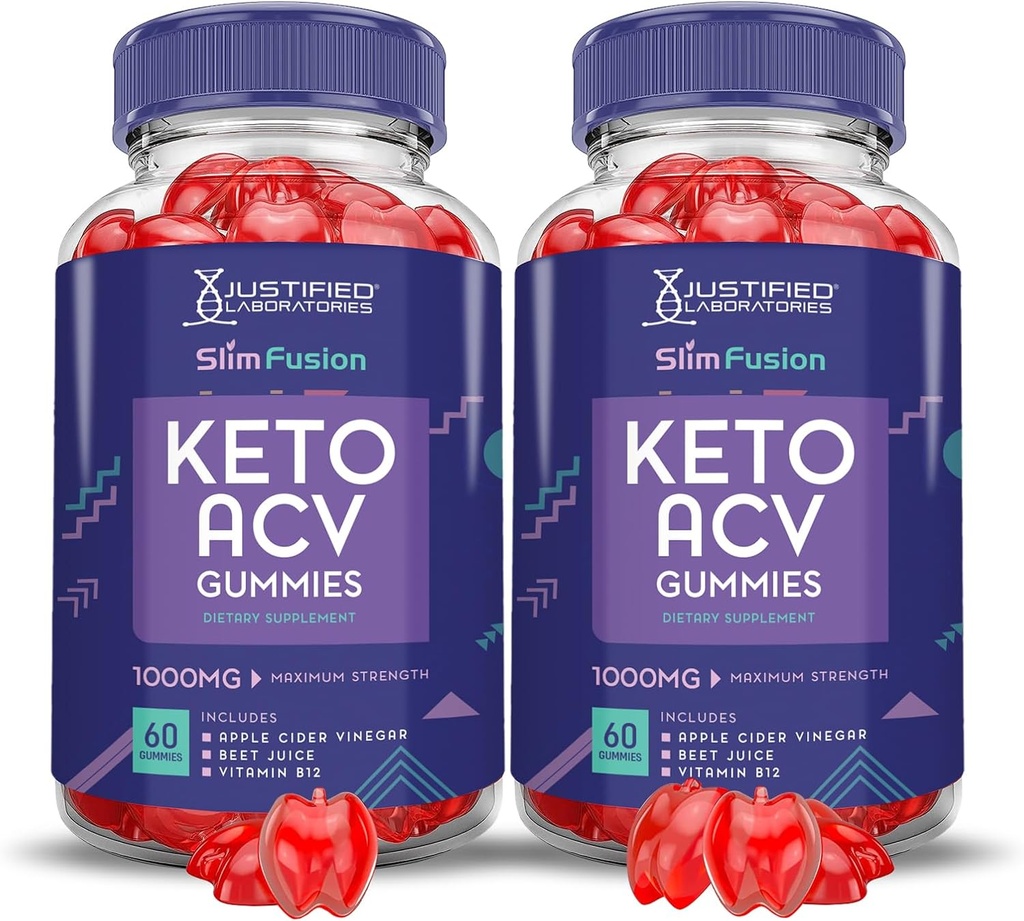 (2 Pack) Slim Fusion Keto ACV Gummies Advanced 1000MG Slimfusion Keto Gummies Formule vinaigre de cidre de pomme formulé avec le jus de betterave de grenade poudre B12 Vegan non OGM 120 Gummys