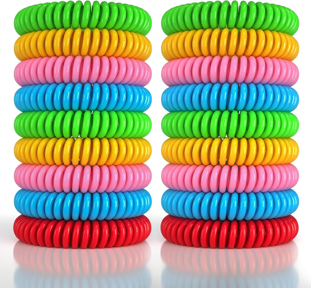 18 Pack Mosquito Repellent Bracelets for Adults & Kids, DEET-Free Waterproof Bands, Individually Wrapped Repellent Wristbands