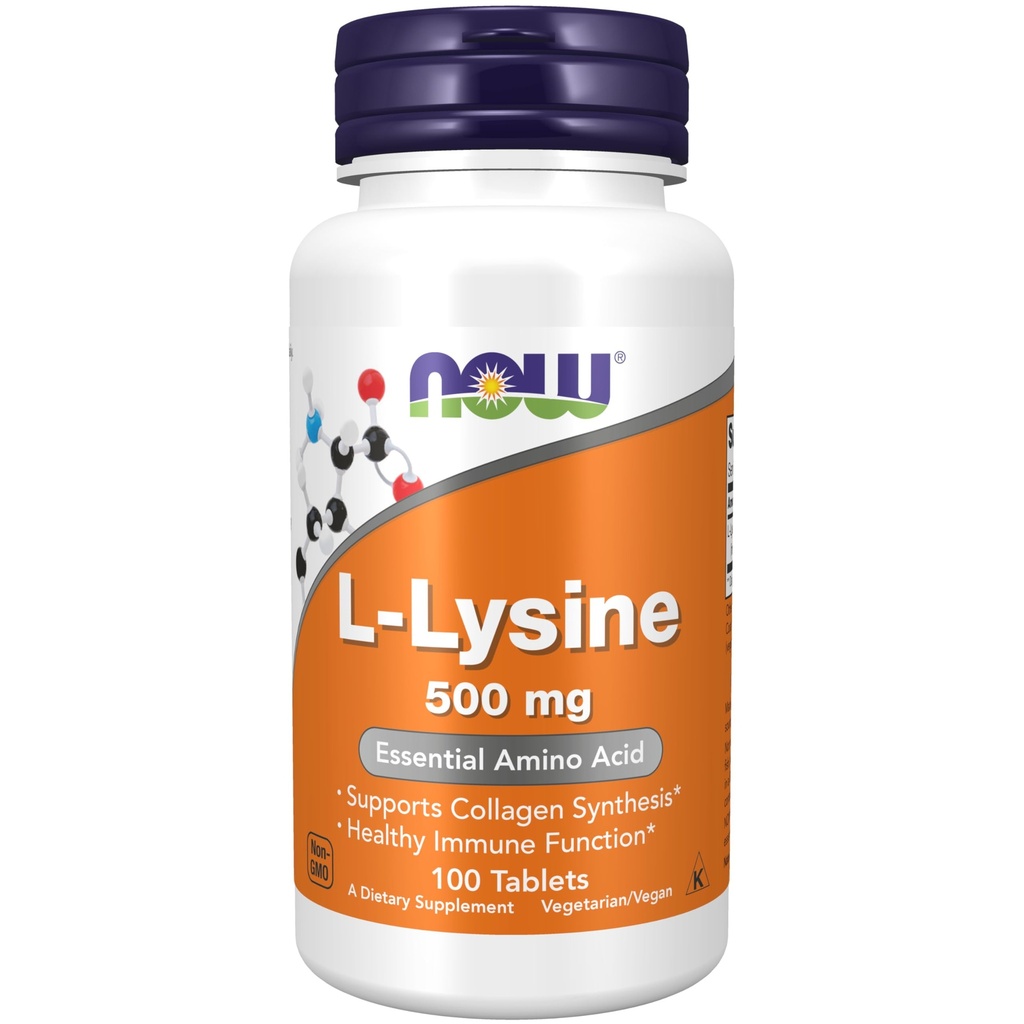 MAINTENANT compléments alimentaires, L-Lysine (chlorhydrate de L-Lysine) 500 mg, acide amino, 100 nombre(paquet de 1)