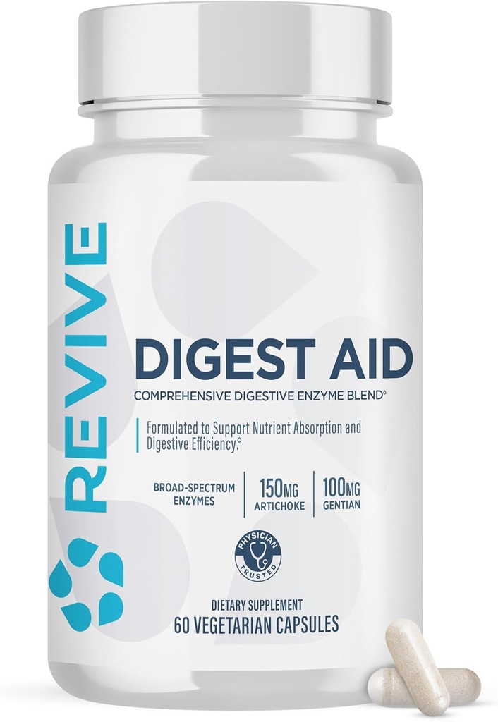 Revive MD Digest Aid, Digestive Support Supplement for Men & Women - Comprehensive Digestive Enzyme Blend with Probiotics & Prebiotics for Gut Health & Healthy Digestion (90 Capsules, 90 Servings)