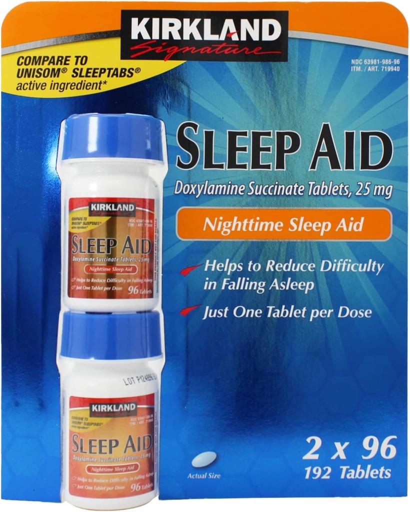 Kirkland Signature aide au sommeil Doxylamine Succinate 25 Mg, 192-Count (paquet de 3)