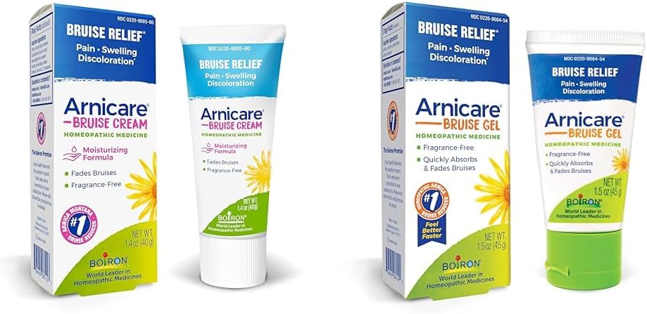 Boiron Arnicare Bruise Cream and Gel for Pain Relief from Bruising, Swelling or Discoloration - 1.4 oz Cream & 1.5 oz Gel