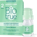 Biotrue Hydratation Boost, gouttes oculaires sans réserve pour les yeux secs, Hydratant instantanément, Réhydrate, Contact Lens Friendly, Rafraîchir et soulager l'irritation des yeux, 0.33 FL Oz (Pack de 2)