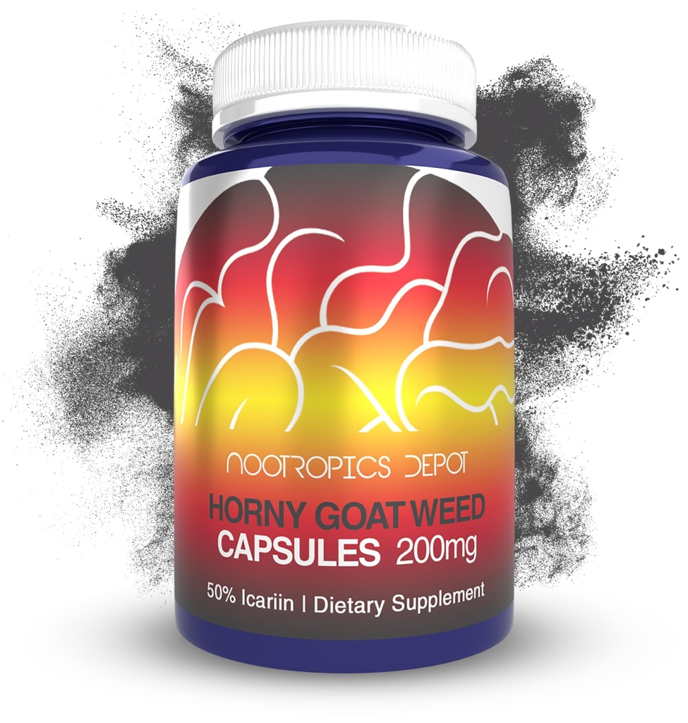 Nootropics Depot Horny Goat Capsules de mauvaises herbes (200mg) 30 Compte (50 %) minimum (50 %)