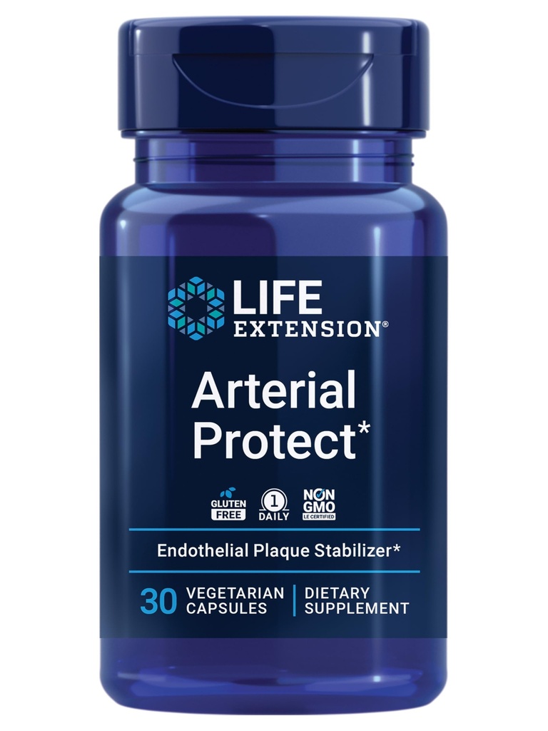 Life Extension Arterial Protect - Supplément de pression artérielle pour la santé cardiaque - avec gotu kola et Pycnogenol Extraits d'écorce de pin Maritime séchés - Sans gluten, sans OGM, végétarien - 30 capsules