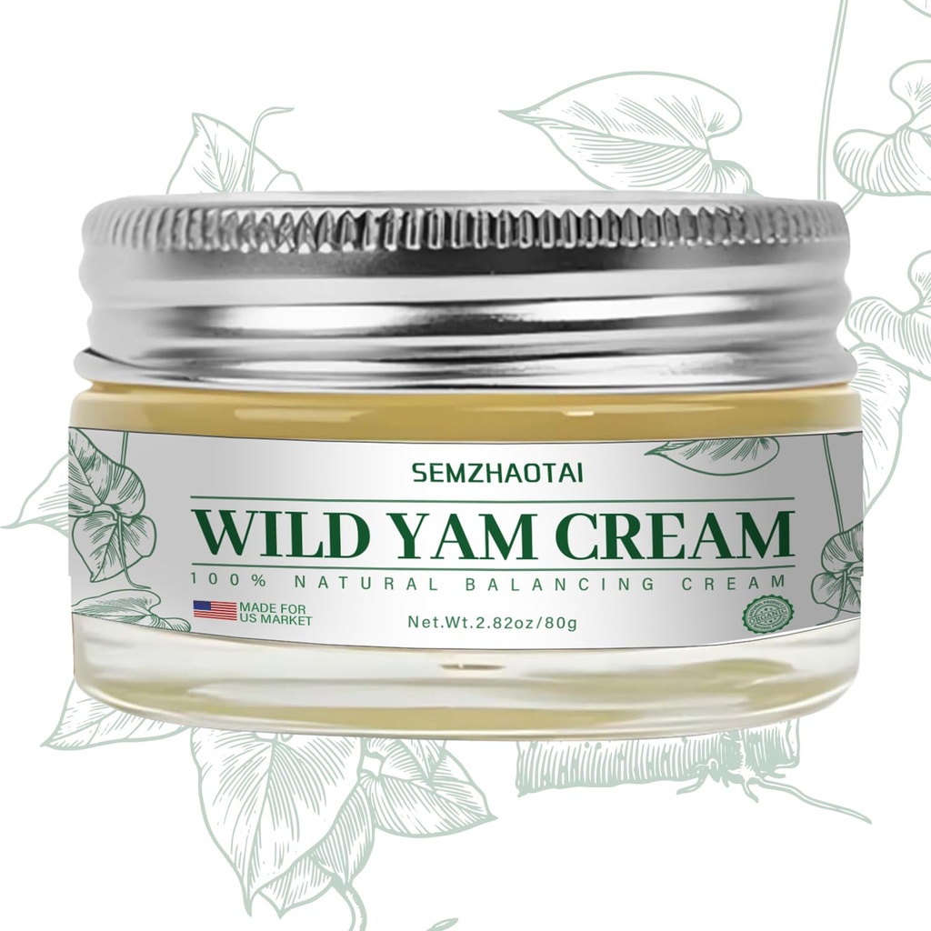 Organic Wild Yam Cream - Hormone Balance & Menopause Relief, Supports Hot Flashes & Night Sweats, 2.82 oz - Designed for the U.S. Market by SEMZHAOTAI