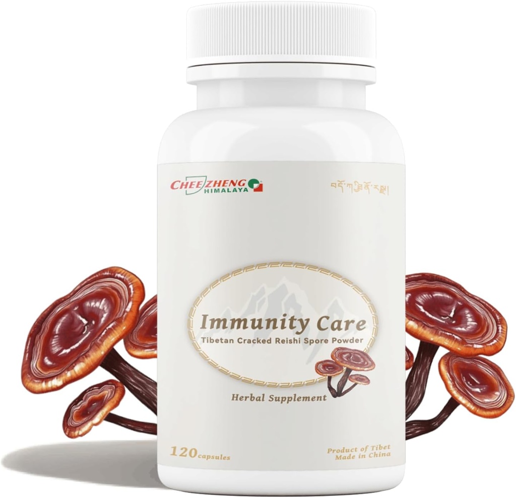 CheezhengHimalaya Reishi Mushroom, Organic Daily Supplements, Immune Support and Longevity - Vegan, Gluten-Free, Non-GMO, Tibetan Natural Herbal Supplement - 120 Capsules, 1400 mg