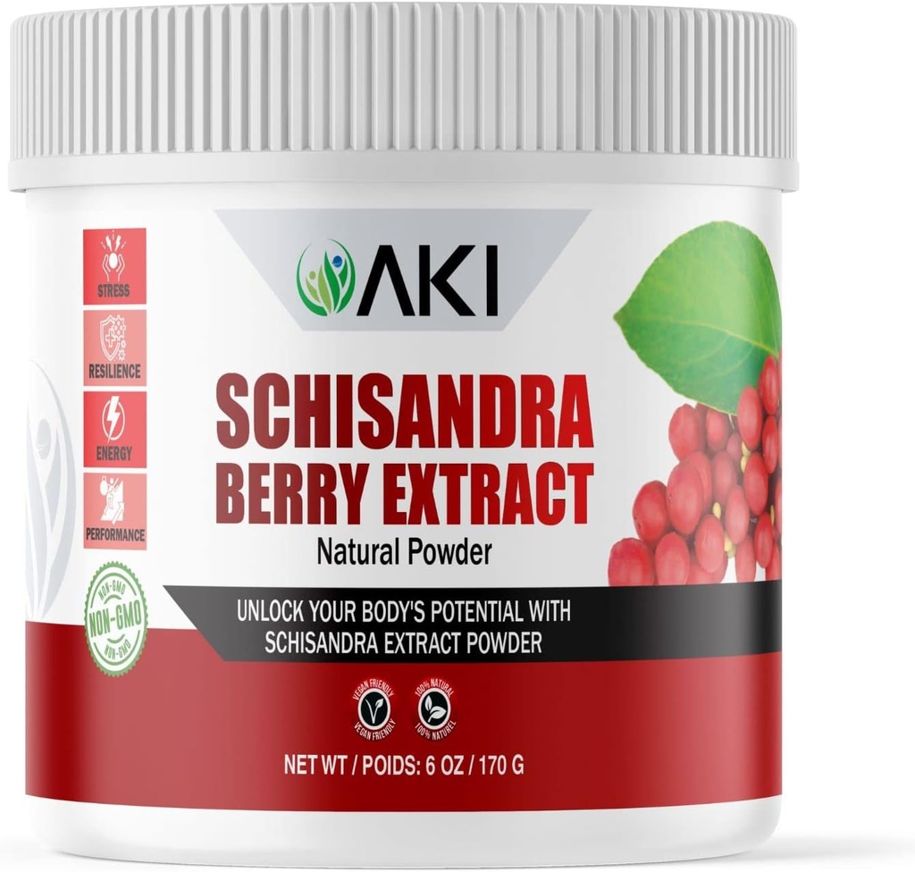 AKI Schisandra Berry Extract Powder - Fabriqué à partir du Schisandra Chinese Berry - Peut aider à stimuler l'énergie et la performance physique - Non-OGM & Vegan Friendly (6oz/170g)
