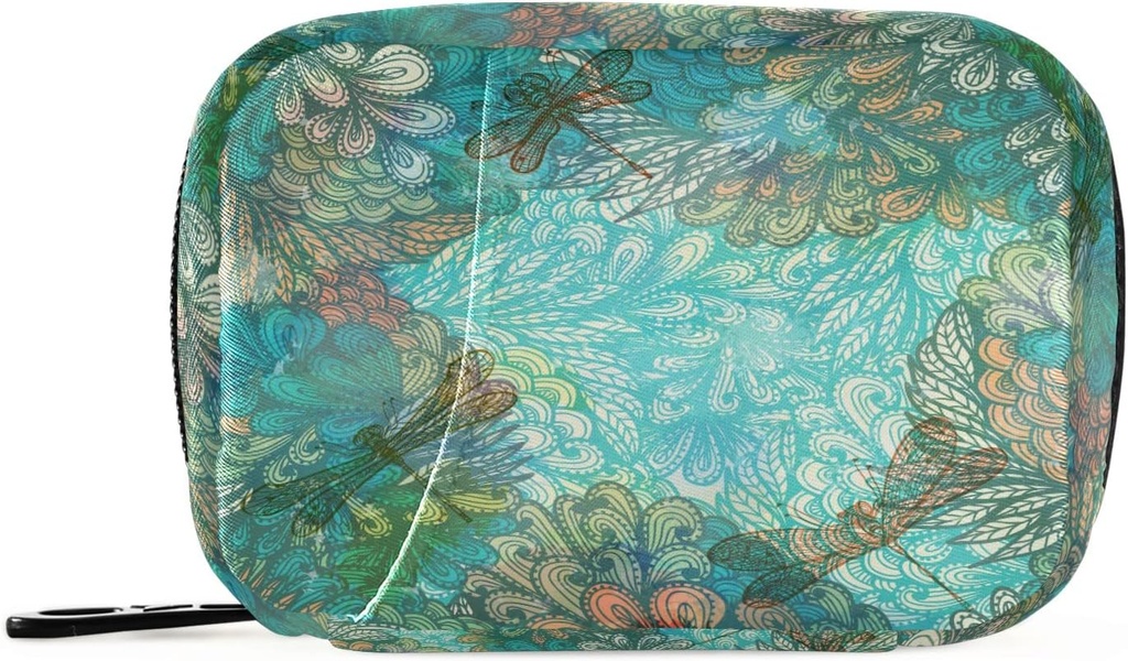 Fantasy Dragonfly Pill Box 7 Day Pill Case Travel Pill Organizer Bag with Zipper Bag Portable Weekly Case Compact Size for Vitamine Supplement Holder