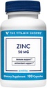 Zinc 50mg - soutient la santé de la fonction immunitaire et de la santé des yeux, supplément antioxydant très absorbant - portion quotidienne, sans gluten et sans lait (100 capsules) par la boutique de vitamines