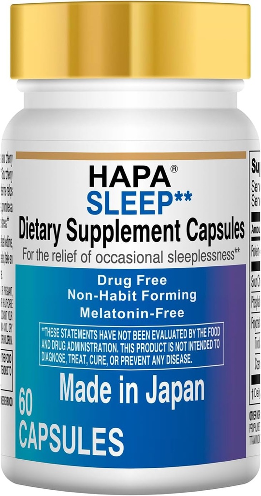 HAPA Japon Melatonine Supplément sans aide au sommeil,Phosphatidylsérine, Coenzyme Q10, Adultes,60 Capsules, 30 jours d'approvisionnement