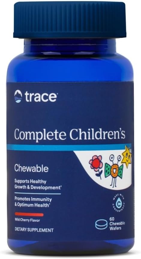 Trace Minerals Complete Children's Chewable - Multivitamine sans gluten pour enfants - Supplément multivitamine à croquer pour soutenir la santé et le développement - 60 Wafers à croquer (30 portions)
