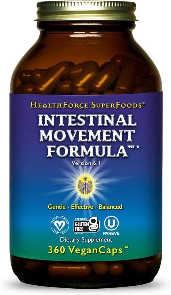 HealthForce Superfoods Formule de mouvement intestinal - Laxatif naturel soutient la régularité Bowel - Supplément de digestion tout naturel pour soutenir la constipation - Sans gluten et végétalien - 360 capsules