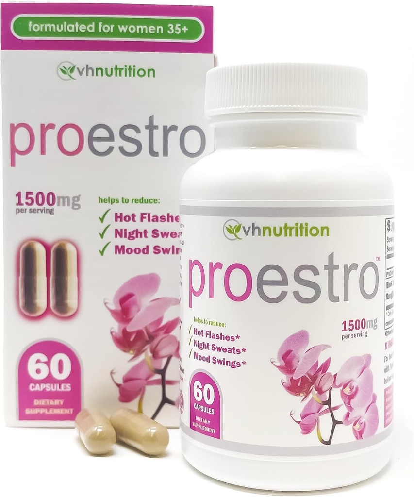 VH Nutrition PROESTRO | Estrogen Support* Supplement for Women | Extra Strength Hormone Balance* for Her | 60 Capsules in Easy to Swallow Pills