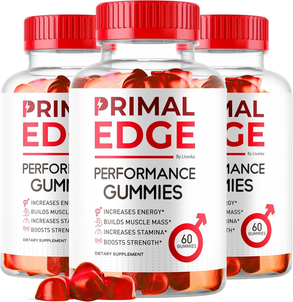 (3 Pack) Primal Edge Hommes Gommies, Primal Edge, Primal Edge Gommies, Primal Edge Formule avancée Gommies, Primal Edge Supplément Gommy, PrimalEdge Supplément de soutien Gommies, 180 Gommies pendant 3 mois