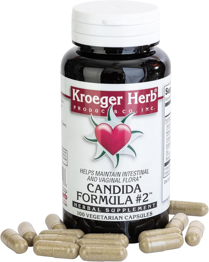 Kroeger Herb Products, Candida Formula #2, Cleanse Support, Detox for Natural Candida Cleanse, Helps Gut and Vaginal Health, Yeast Supplement, Candida Overgrowth, Intestinal Supplement, Made in USA
