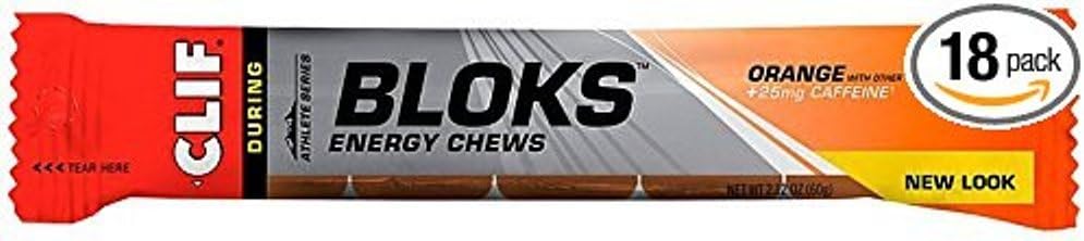 CLIF BLOKS Energy Chews - Orange - (2,1 oz, 18 chiffres)