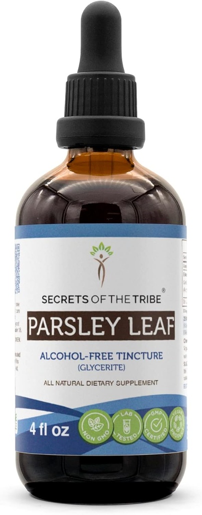 Secrets de l'extrait liquide sans alcool de Tribe Persley Leaf, persil (Petroselinum crispum) Supplément de teinture de feuille séchée (4 FL OZ)
