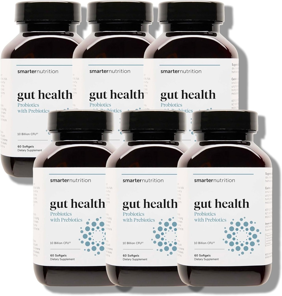 Nutrition plus intelligente Gut santé probiotiques avec prébiotiques - 100% de souches à base de sol avec l'huile MCT pour la santé digestive, immunitaire, Gut Microbiome - Végétarien - 360 Compte (paquet de 6) - 180 jours d'approvisionnement