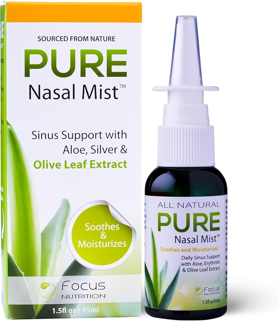 1.5oz | Sinus Relief Nasal Spray | Soothe and Moisturize Your Nose | Silver Nasal Spray with Aloe, Erythritol, and Olive Leaf Extract
