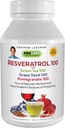ANDREW LESSMAN Resveratrol-100 avec du thé vert 100 Graine de raisin 100 grenade 100mg - 360 Capsules - Quatre puissants anti-oxydants protecteurs.