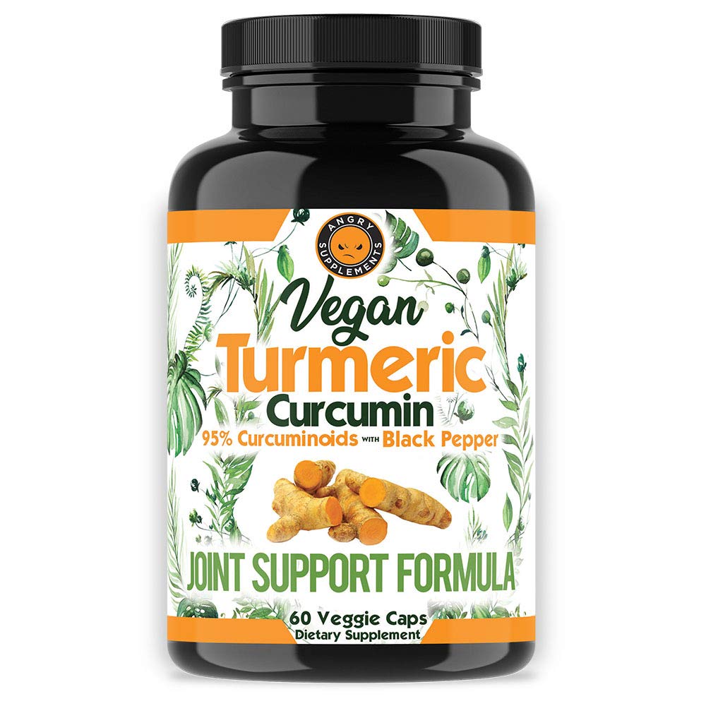Curcumine curmérique végane avec extrait de poivre noir (60 capsules de légumes à 2 mois d'approvisionnement), 95 % Curcuminoïdes - Tous les antioxydants naturels puissants pour le soutien et le soulagement des articulations (1 bouteille)