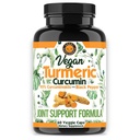 Curcumine curmérique végane avec extrait de poivre noir (60 capsules de légumes à 2 mois d'approvisionnement), 95 % Curcuminoïdes - Tous les antioxydants naturels puissants pour le soutien et le soulagement des articulations (1 bouteille)