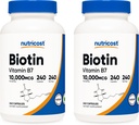 Nutricost Biotine (Vitamine B7) 10 000mg (10mg), 240 capsules (2 bouteilles) - Non-OGM, sans gluten