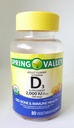 Supplément de vitamine D3 pour adulte de Spring Valley, 2000IU, 50mcg USDA biologique, 80 Gommies végétariennes