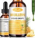 Mullein Drops for Lungs - 13 in 1 Vegan Mullein Leaf Extract Tincture with Calendula, Elderberry, etc, Herbal Supplement, Support for Respiratory, Immune, Digestive System, 2 FL OZ (Pineapple Flavor)