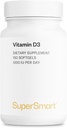 SUPERSMART - Vitamine D3 1000 UI par jour - Vitamines pour renforcer les os - Protecteur de cellules - Sans OGM et sans gluten - 150 softgels