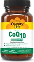 Country Life Simply CoQ10 100mg – prend en charge la fonction cardiaque et l'énergie cellulaire, les softgels végétaliens, le supplément certifié sans gluten, sans OGM, 60 ct – support de santé cardiovasculaire