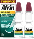 Afrin No Drip Congestion sévère Mist de nasal Twin Pack, non somnolent, cognac à action rapide pour la congestion nasale et le soulagement de la pression sinusale, adultes et enfants 6 et plus, .5 fl oz (paquet de 2)