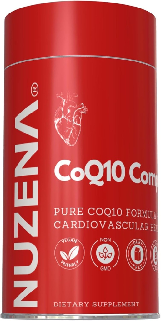 Nuzena Coenzyme Q10 200mg Capsules, fabriqués aux États-Unis Coq biologique 10 Ubiquinone pour la santé cardiaque, une meilleure absorption et des antioxydants puissants (paquet de 30)