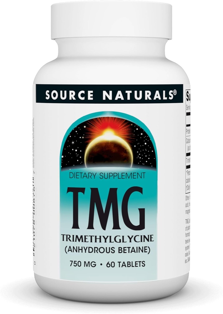 Source Naturals TMG 750mg Triméthylglycine (Bétaïne Anhydre) - 60 comprimés