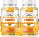 softbear Citrate de potassium 1000mg, Gommies de potassium sans sucre pour adultes Support Crampes de jambe et santé musculaire Supplément de potassium haute puissance Gommies Orange Flavor 120 Comte