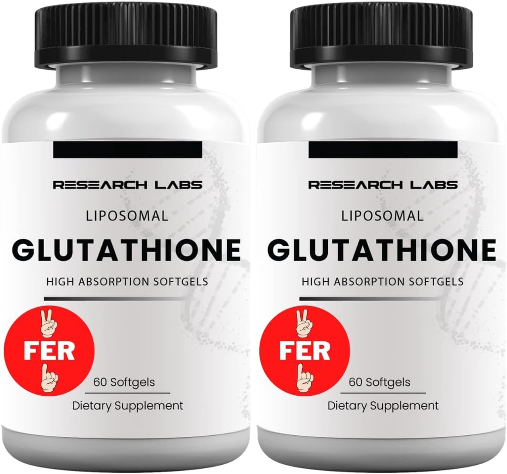 Laboratoires de recherche Supplément de glutathion liposomique w/Gluta-IVTM, 100x Absorption améliorée sur le glutathion en poudre. 2 Fer 1 Ad, 120 Total des softgels liposomiques