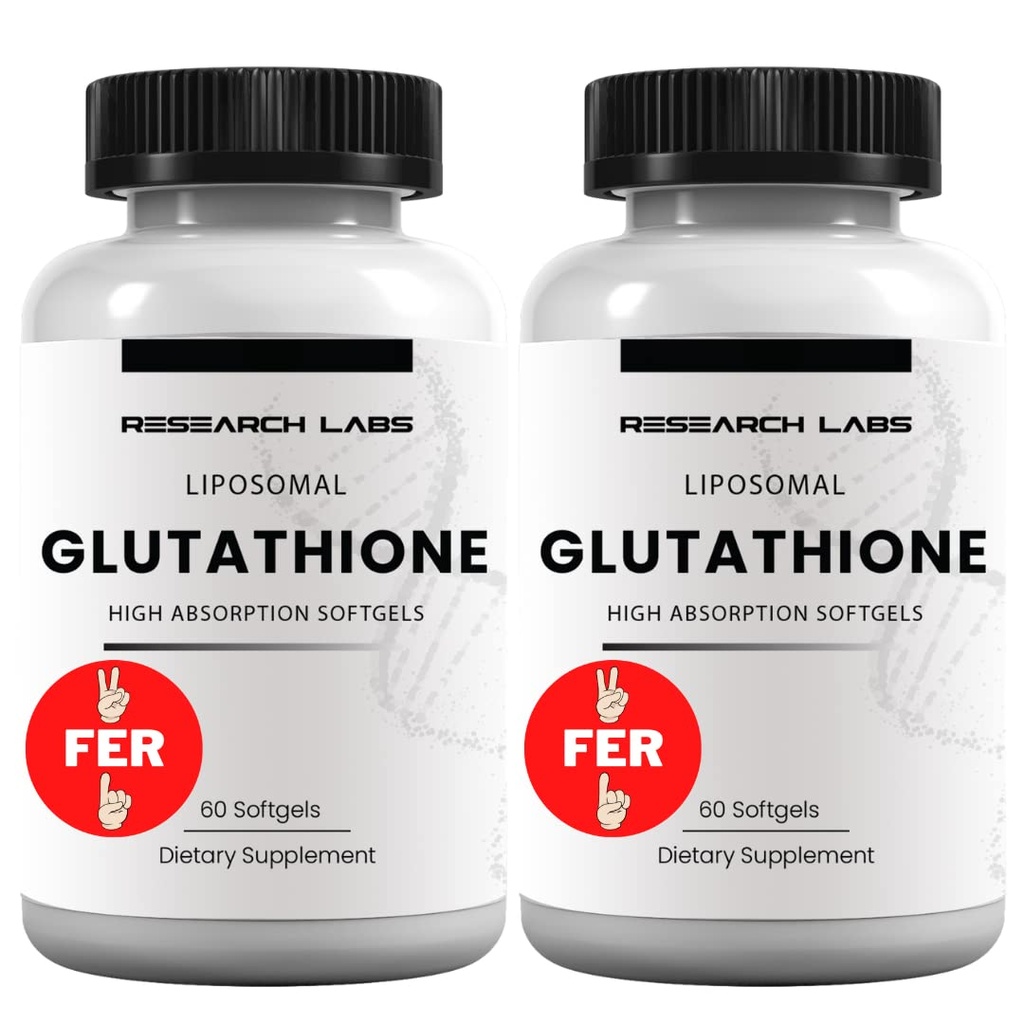Laboratoires de recherche Supplément de glutathion liposomique w/Gluta-IVTM, 100x Absorption améliorée sur le glutathion en poudre. 2 Fer 1 Ad, 120 Total des softgels liposomiques