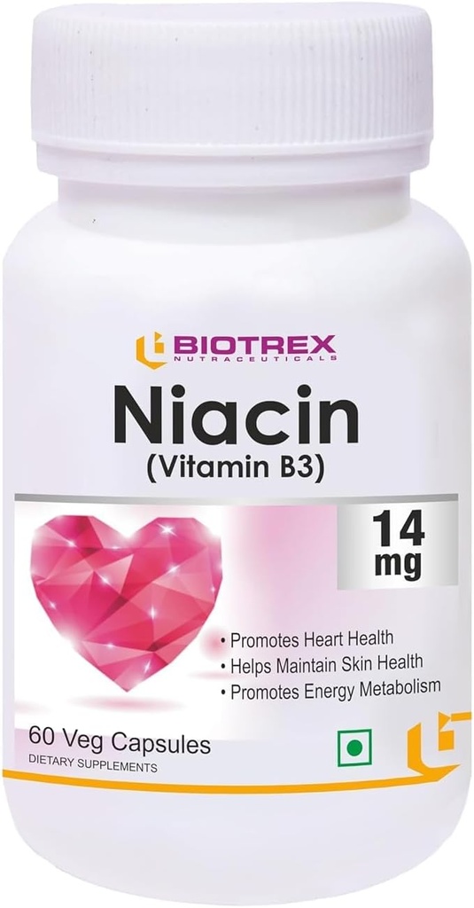 Générique Nutraceuticals Niacine 14mg Vitamine B3 avec Inositol 50mg Supplément - 60 Capsules de Veg