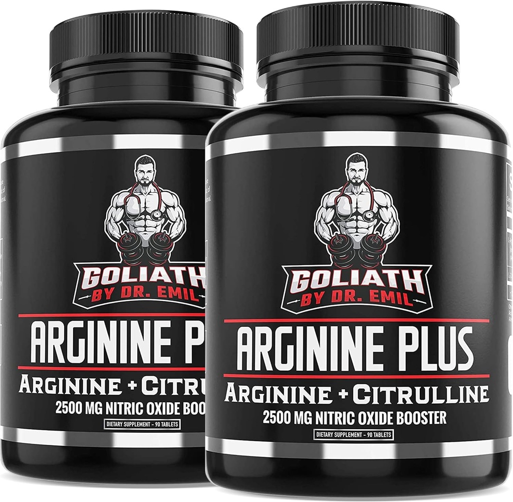 Dr Emil's ARGININE Plus - L Arginine + L Citrulline - 2500 MG High Dose NO Booster Comprimés - Supplément d'oxyde nitrique pour la vasculaire et la santé cardiaque (Arginine AAKG et Citrulline Malate 2:1)