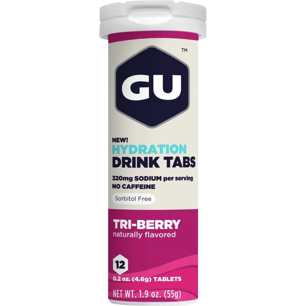 Tables de boissons d'hydratation GU, Tri-Berry, 8 boîtes de 8 comtes