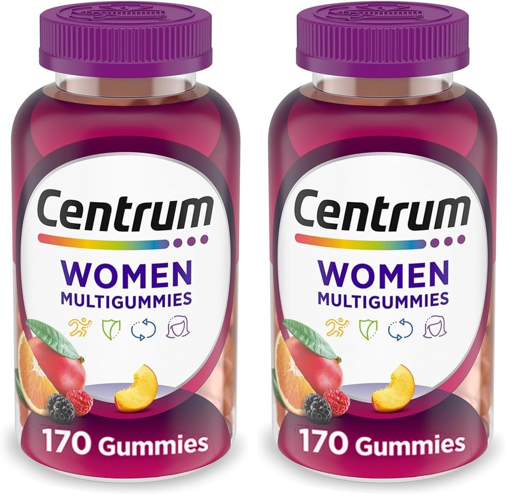 Multivitamines pour femmes, multivitamines/complément multiminérale avec vitamine D3, vitamine B et antioxydants, saveur de fruits assorties - 170 Nombre (paquet de 2)