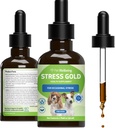 Bien-être des animaux Stress Or pour chiens - Support de stress pour canines - Voyage en voiture à action rapide, tempêtes, visites de vétustes - Mélange d'herbes de chien holistique - Support liquide 2 oz (59ml)