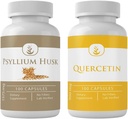 PURE ORIGINAL INGRÉDIENTS Psyllium Husk & Quercetin Capsule Bundle (100 capsules chacune), Pas d'additifs ou de remplissages, Lab vérifié