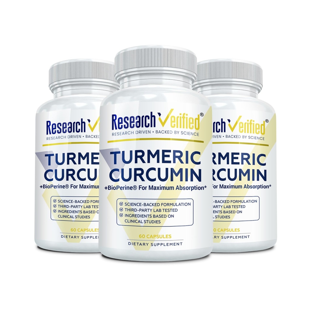 Curcumine de curcumine curcuma verifiée de recherche - avec complexe de C3 de la BioPerine - Vegan - Fabriqué aux États-Unis - 180 capsules - Fabriqué aux États-Unis